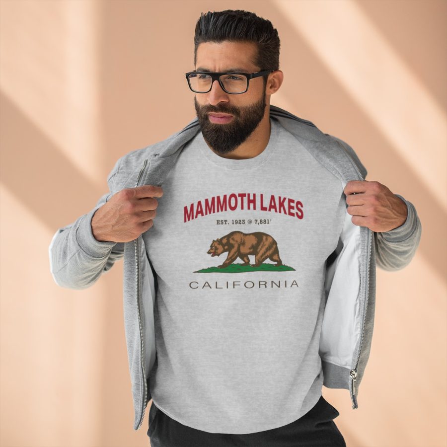 mammoth lakes, ca premium california bear crewneck sweatshirt with est. date + elevation