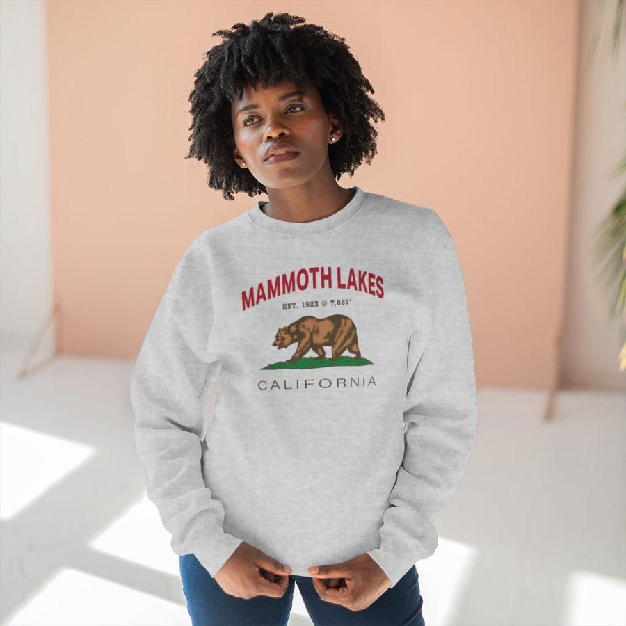 mammoth lakes, ca premium california bear crewneck sweatshirt with est. date + elevation