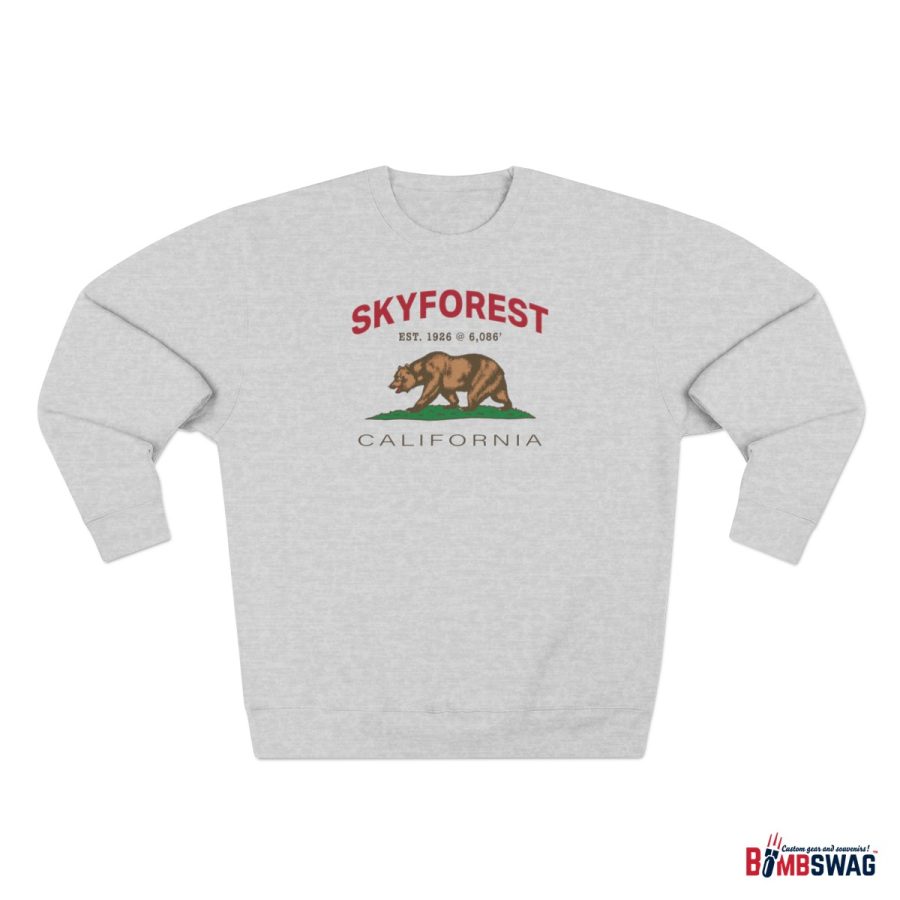 skyforest, ca premium california bear crewneck sweatshirt with est. date + elevation