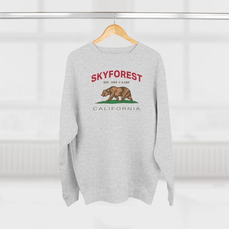 skyforest, ca premium california bear crewneck sweatshirt with est. date + elevation