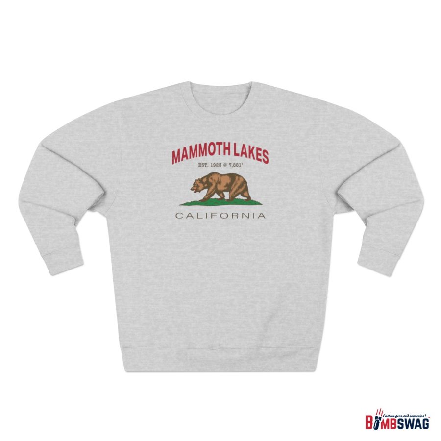 mammoth lakes, ca premium california bear crewneck sweatshirt with est. date + elevation