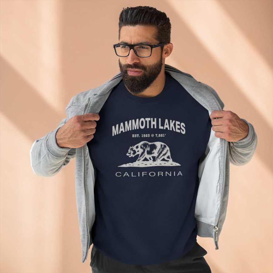 mammoth lakes, ca premium california bear crewneck sweatshirt with est. date + elevation