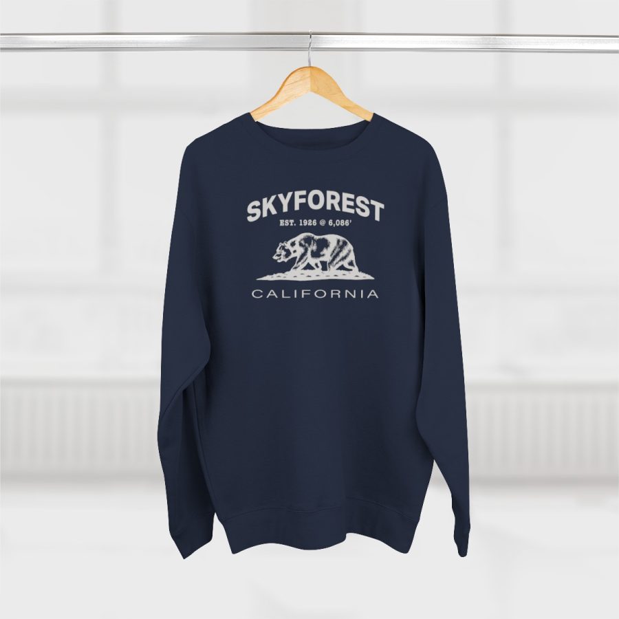 skyforest, ca premium california bear crewneck sweatshirt with est. date + elevation