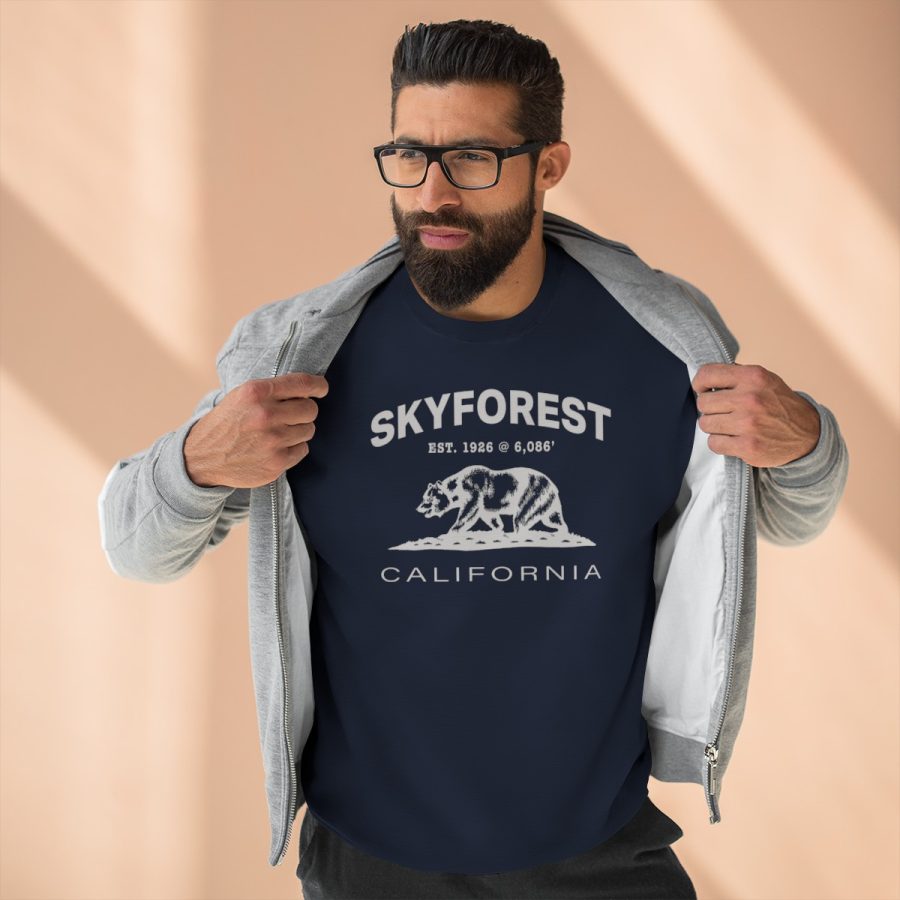 skyforest, ca premium california bear crewneck sweatshirt with est. date + elevation