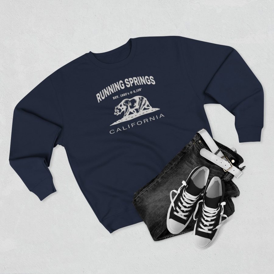 running springs, ca premium california bear crewneck sweatshirt with est. date + elevation