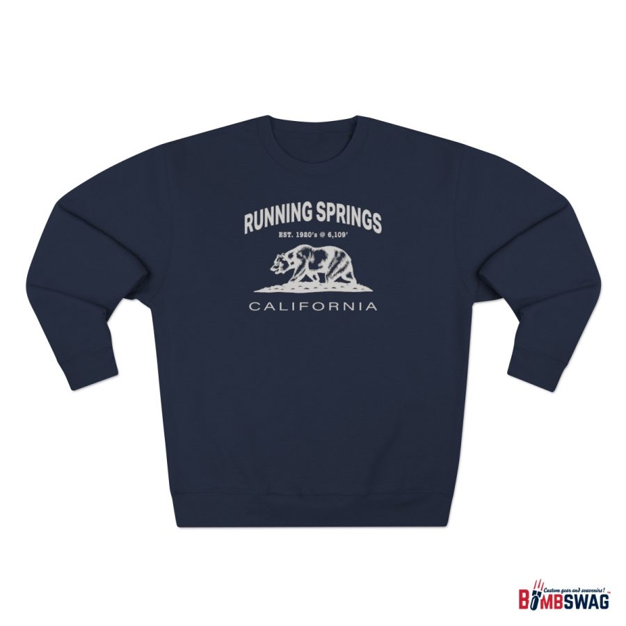 running springs, ca premium california bear crewneck sweatshirt with est. date + elevation