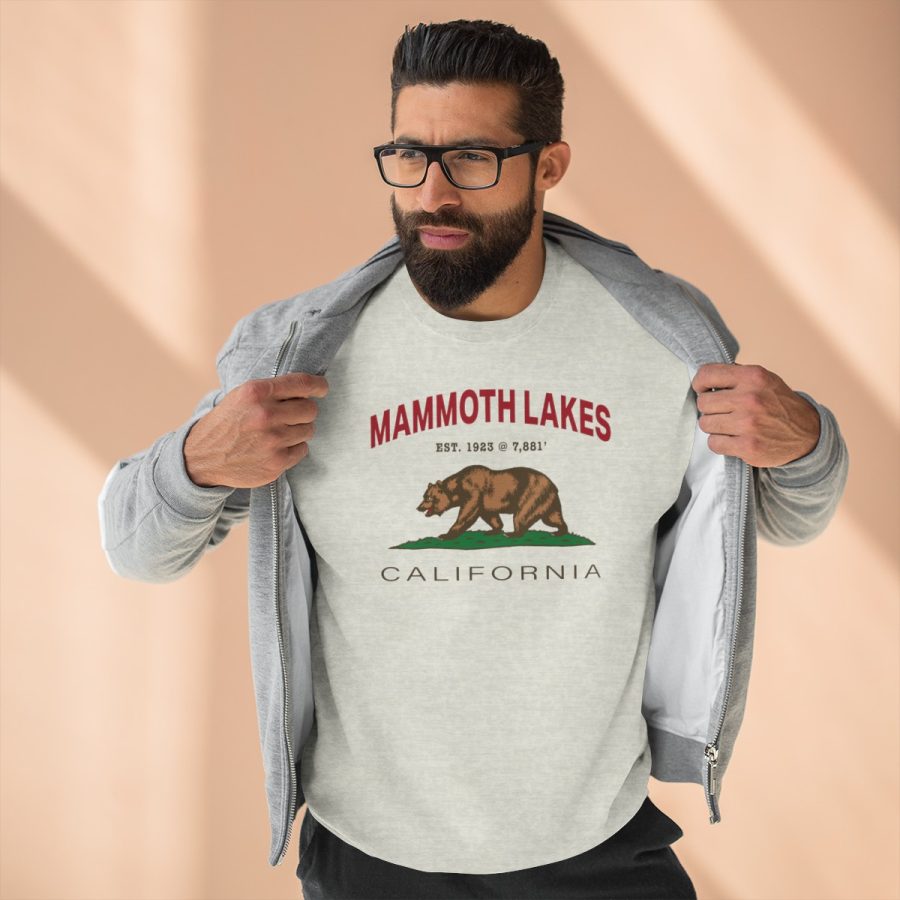 mammoth lakes, ca premium california bear crewneck sweatshirt with est. date + elevation