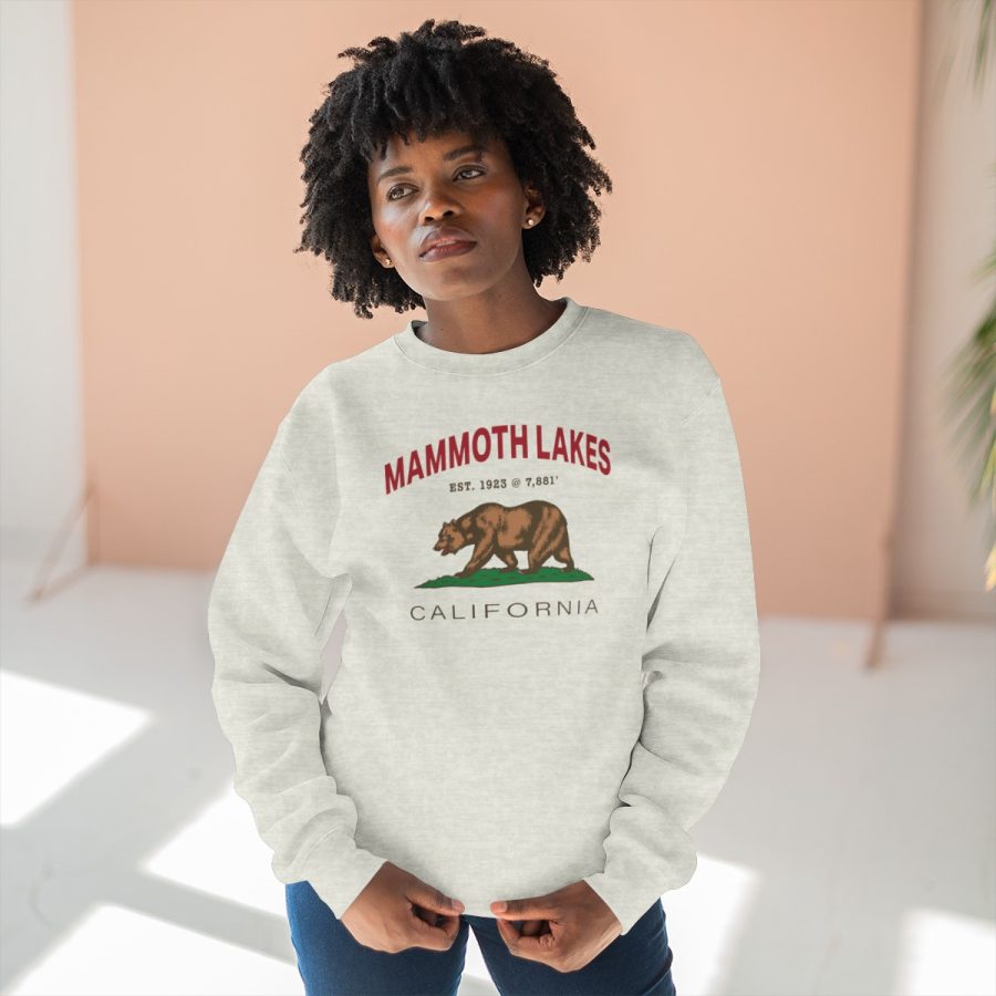 mammoth lakes, ca premium california bear crewneck sweatshirt with est. date + elevation