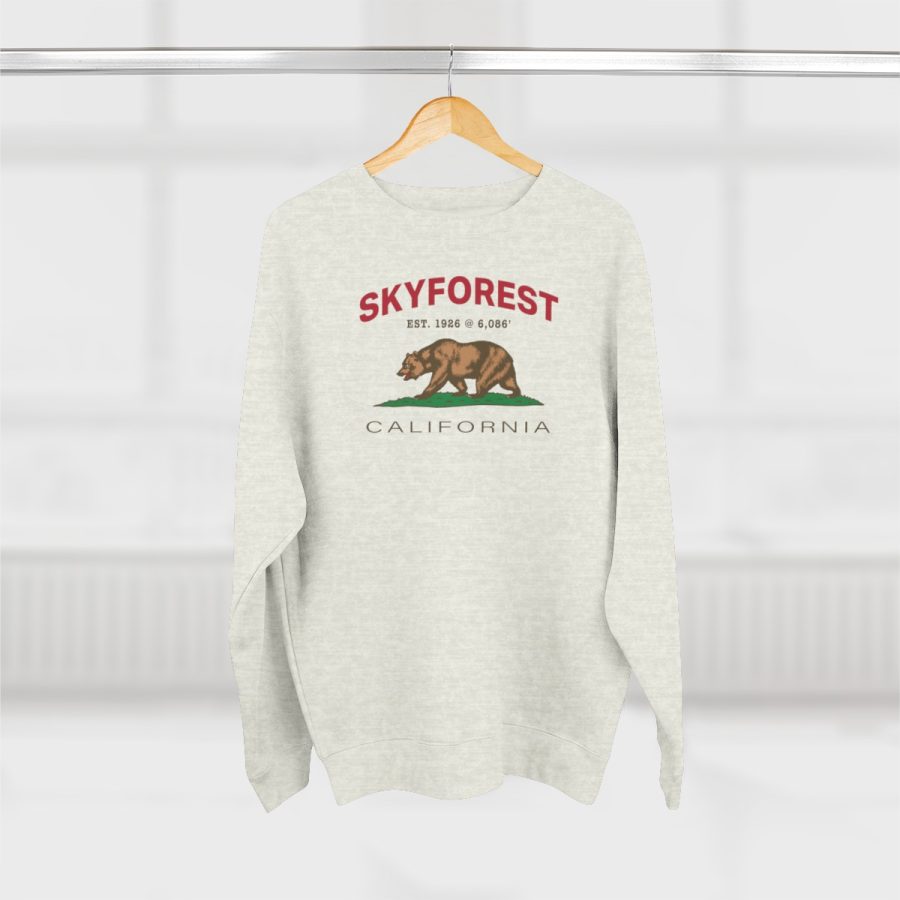 skyforest, ca premium california bear crewneck sweatshirt with est. date + elevation