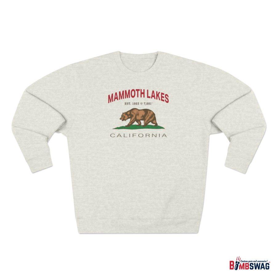 mammoth lakes, ca premium california bear crewneck sweatshirt with est. date + elevation