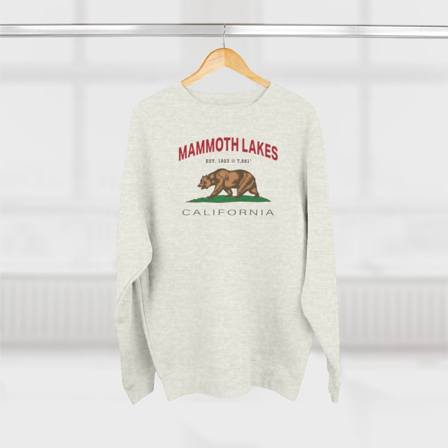 mammoth lakes, ca premium california bear crewneck sweatshirt with est. date + elevation