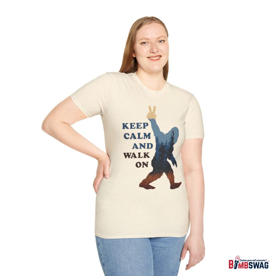 bigfoot keep calm and walk on unisex softstyle t shirt