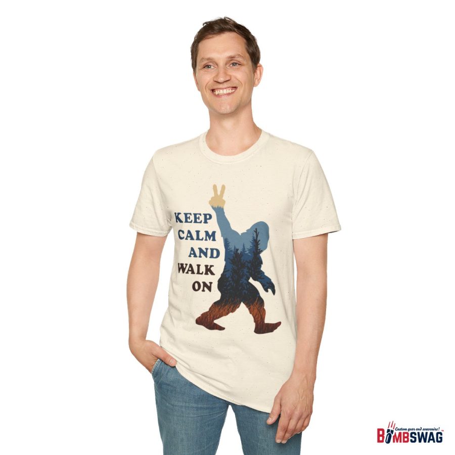 bigfoot keep calm and walk on unisex softstyle t shirt