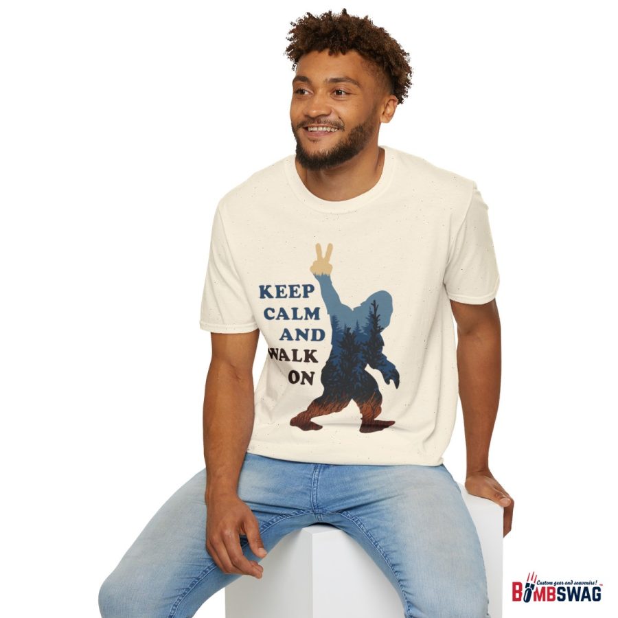 bigfoot keep calm and walk on unisex softstyle t shirt