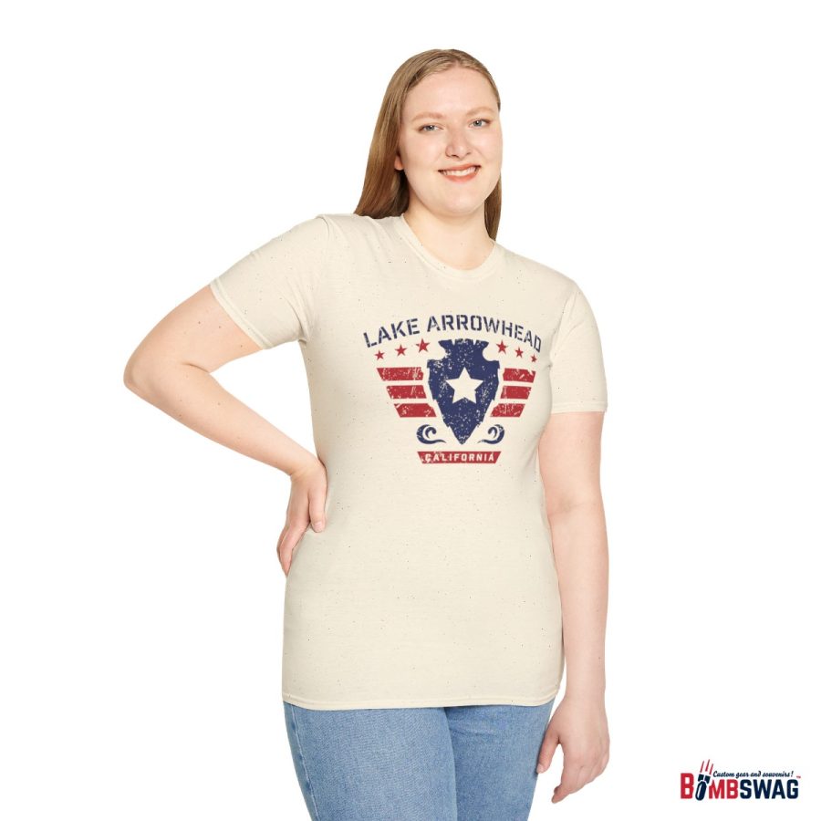 lake arrowhead unisex soft style t shirt with our stars and stripes military signature arrowhead design