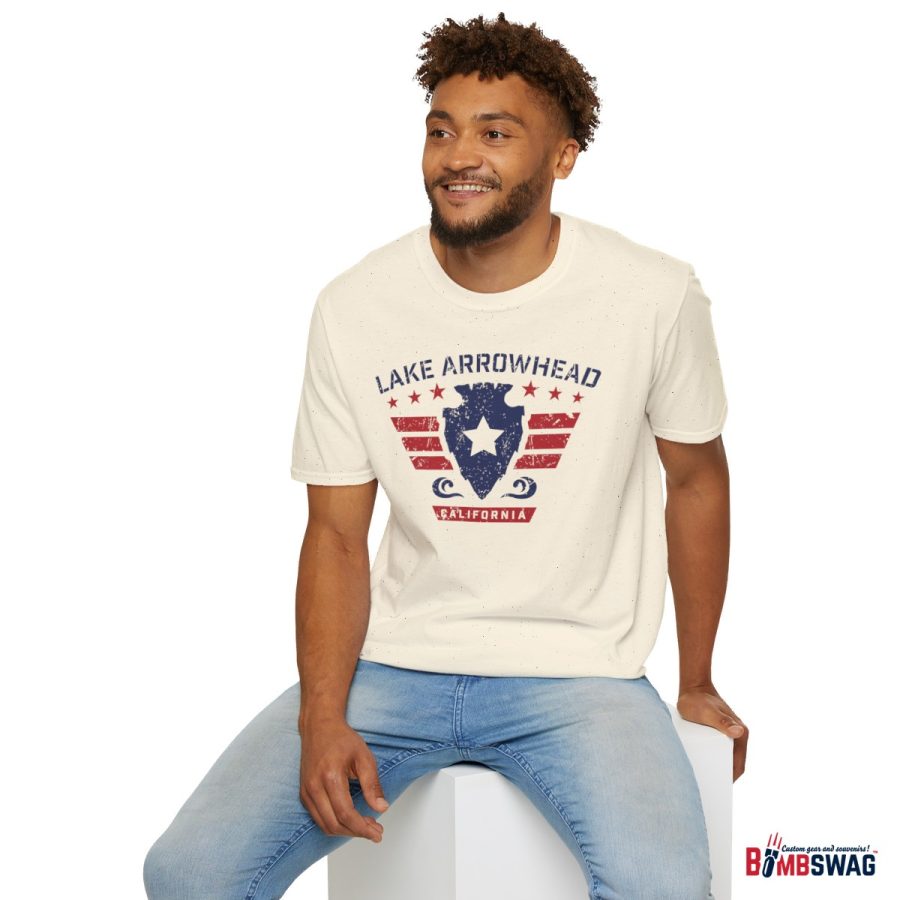 lake arrowhead unisex soft style t shirt with our stars and stripes military signature arrowhead design