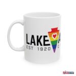 Lake Arrowhead Coffee Mug with our LGBTQ+ Arrowhead, Heart, and Font Art