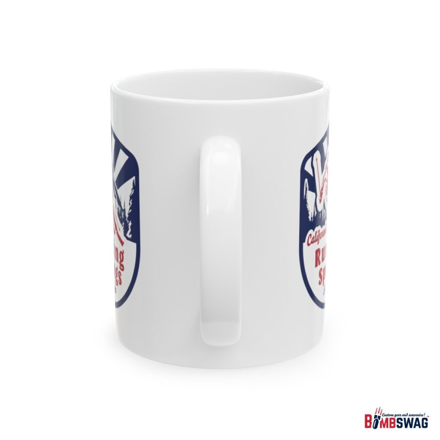 running springs coffee mug with our classic snow ski badge design