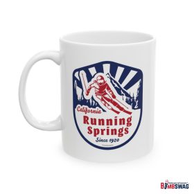 running springs coffee mug with our classic snow ski badge design