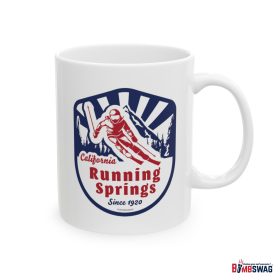 running springs coffee mug with our classic snow ski badge design