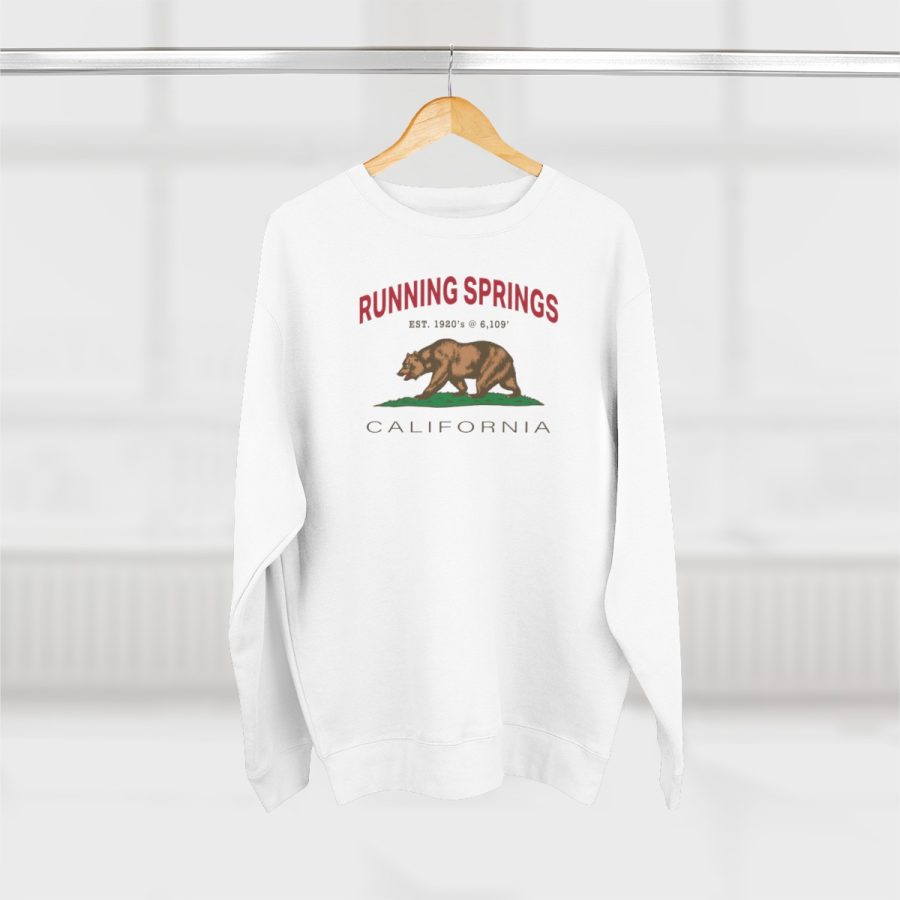 running springs, ca premium california bear crewneck sweatshirt with est. date + elevation