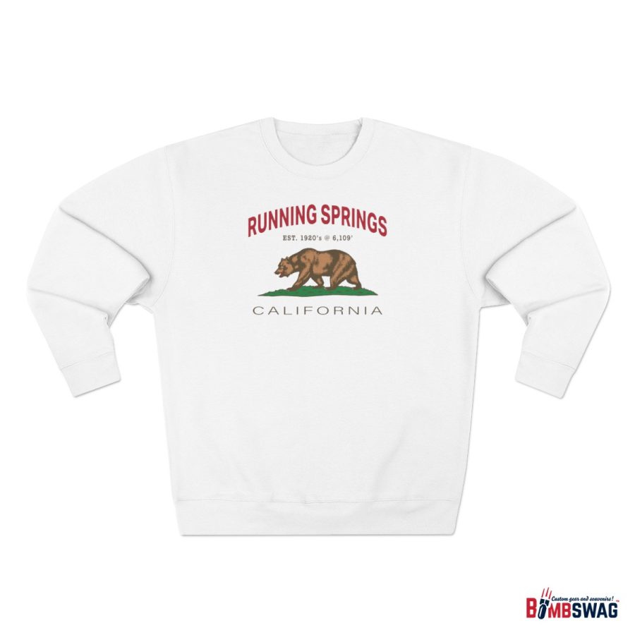 running springs, ca premium california bear crewneck sweatshirt with est. date + elevation