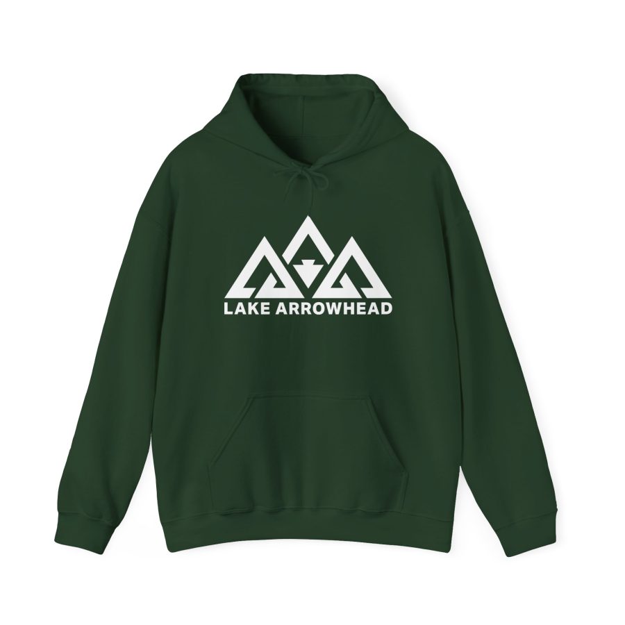 lake arrowhead unisex hoodie with our signature three mountain peak arrowhead design