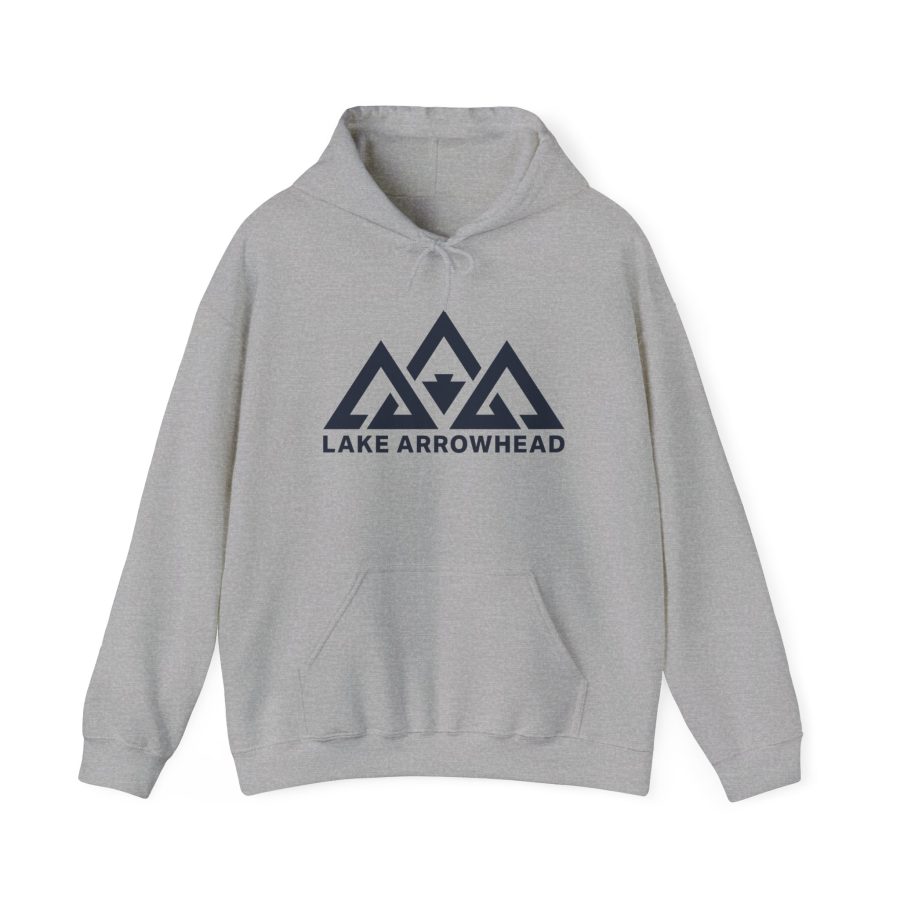 lake arrowhead unisex hoodie with our signature three mountain peak arrowhead design