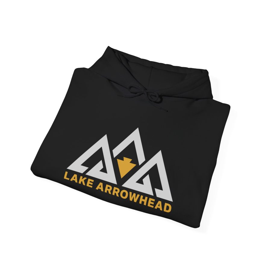 lake arrowhead unisex hoodie with our signature three mountain peak arrowhead design