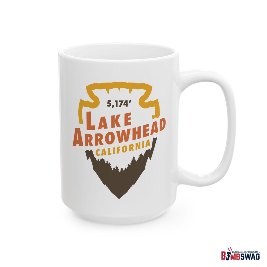 lake arrowhead coffee mug with our vintage signature arrowhead + elevation