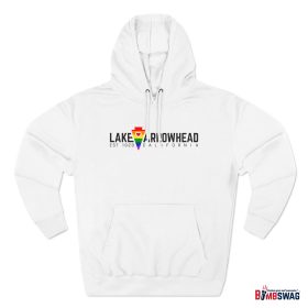 lake arrowhead premium lgbtq+ pride hoodie with a rainbow arrowhead