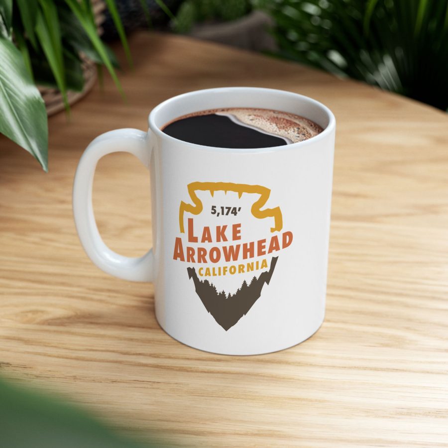 lake arrowhead coffee mug with our vintage signature arrowhead + elevation