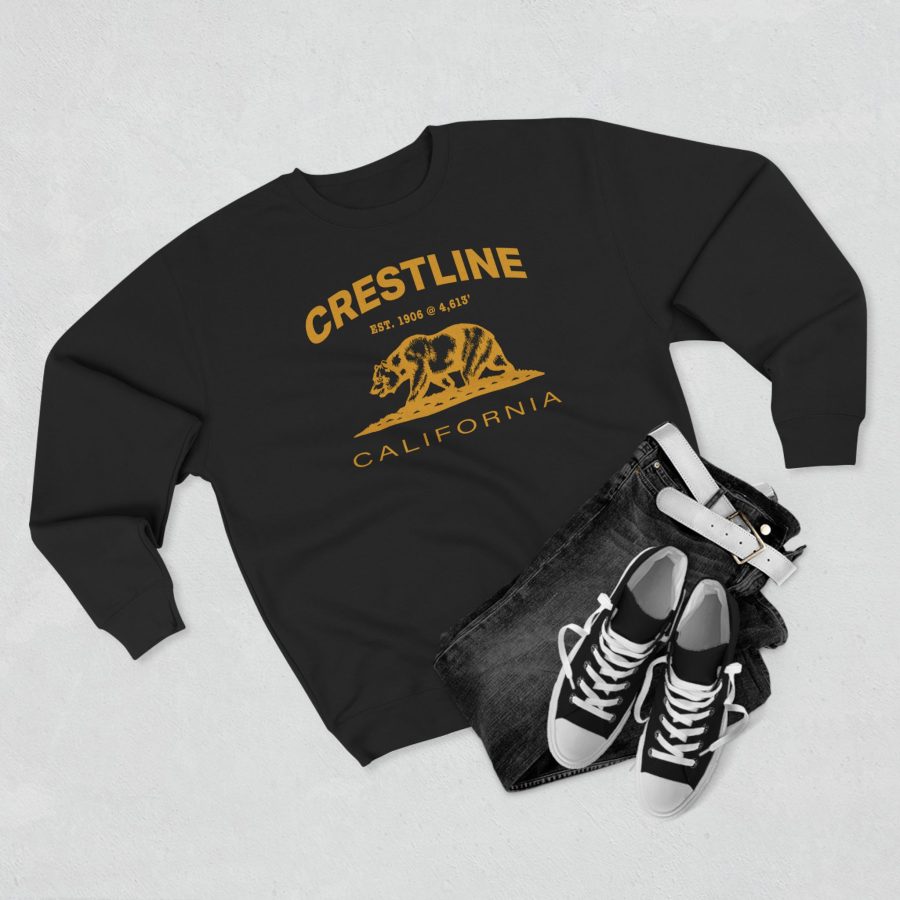 crestline, ca premium california bear crewneck sweatshirt with est. date + elevation