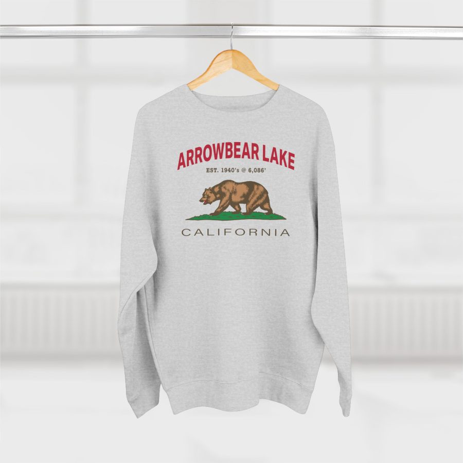 arrowbear lake premium california bear crewneck sweatshirt with est. date + elevation