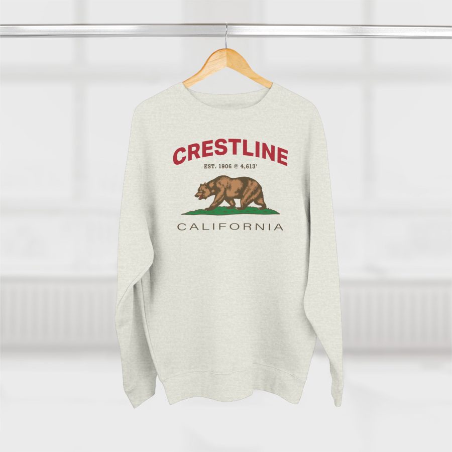 crestline, ca premium california bear crewneck sweatshirt with est. date + elevation