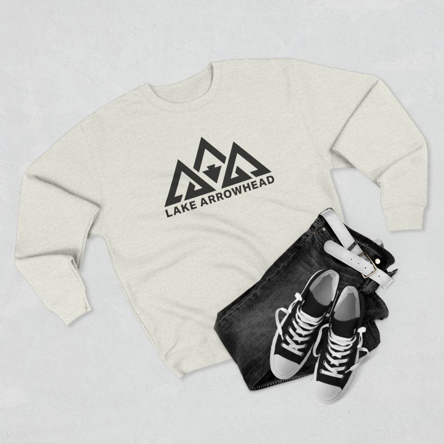 lake arrowhead modern three peaks + arrowhead premium crewneck sweatshirt