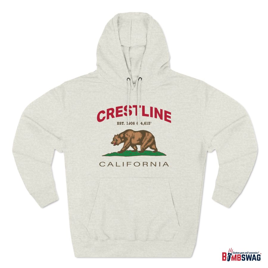 crestline, ca premium california bear hoodie with est. date and elevation