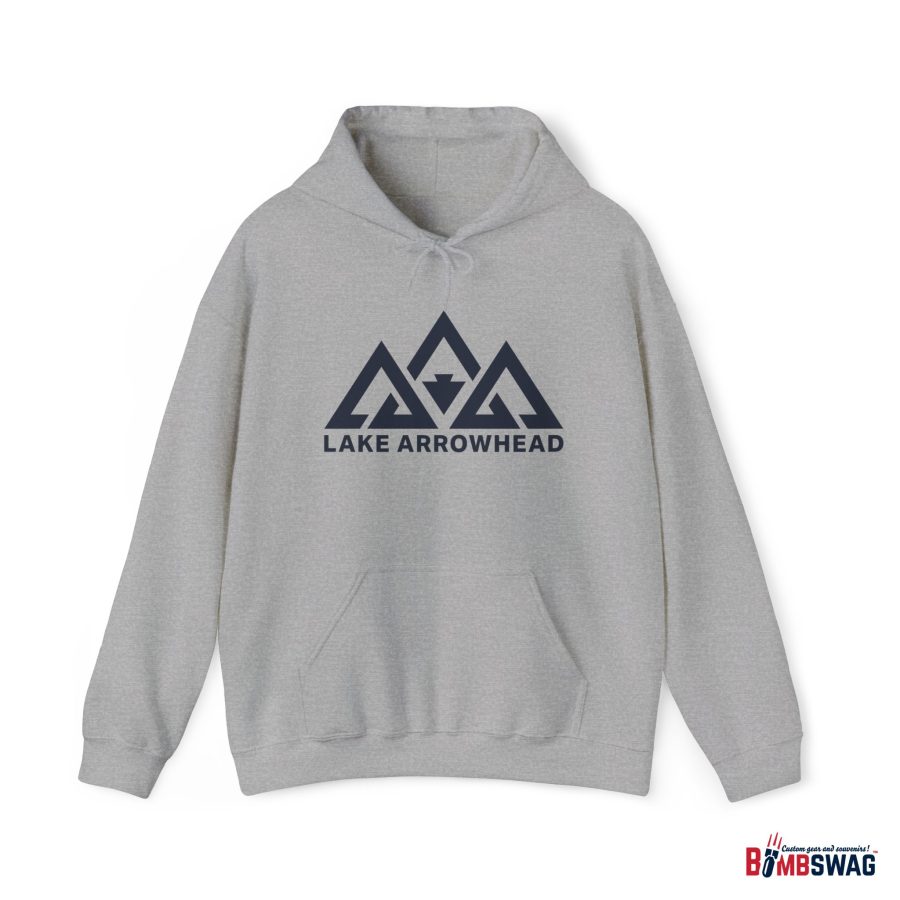 lake arrowhead unisex hoodie with our signature three peak arrowhead design