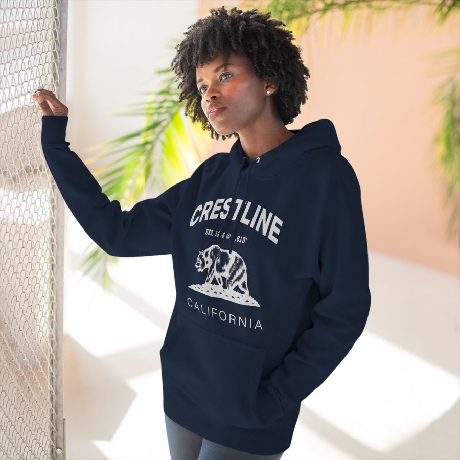 crestline, ca premium california bear hoodie with est. date and elevation