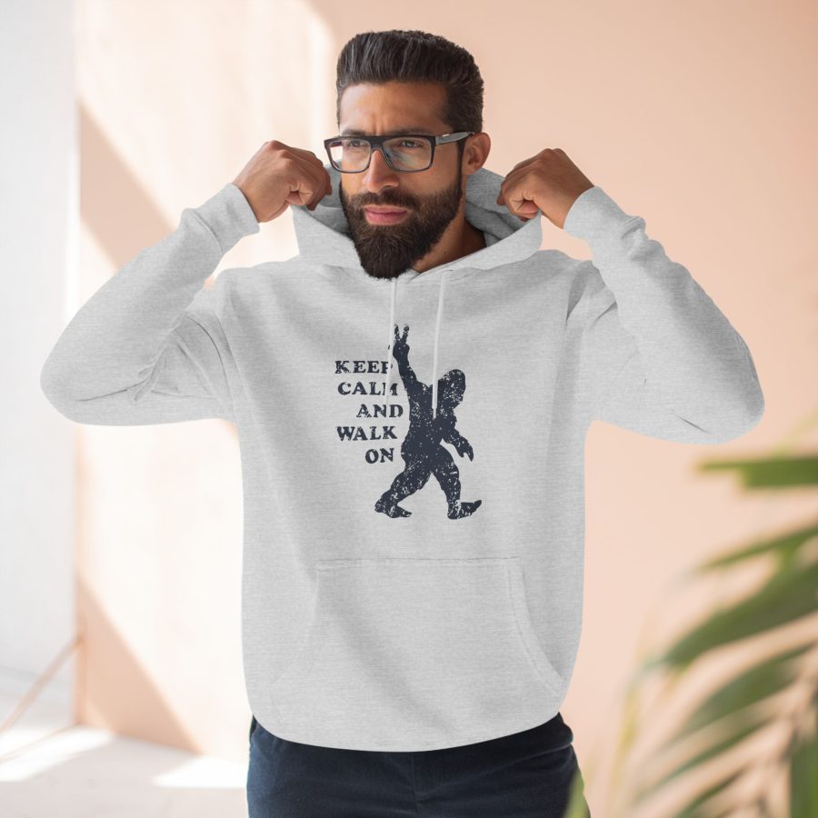 bigfoot keep calm and walk on premium hoodie