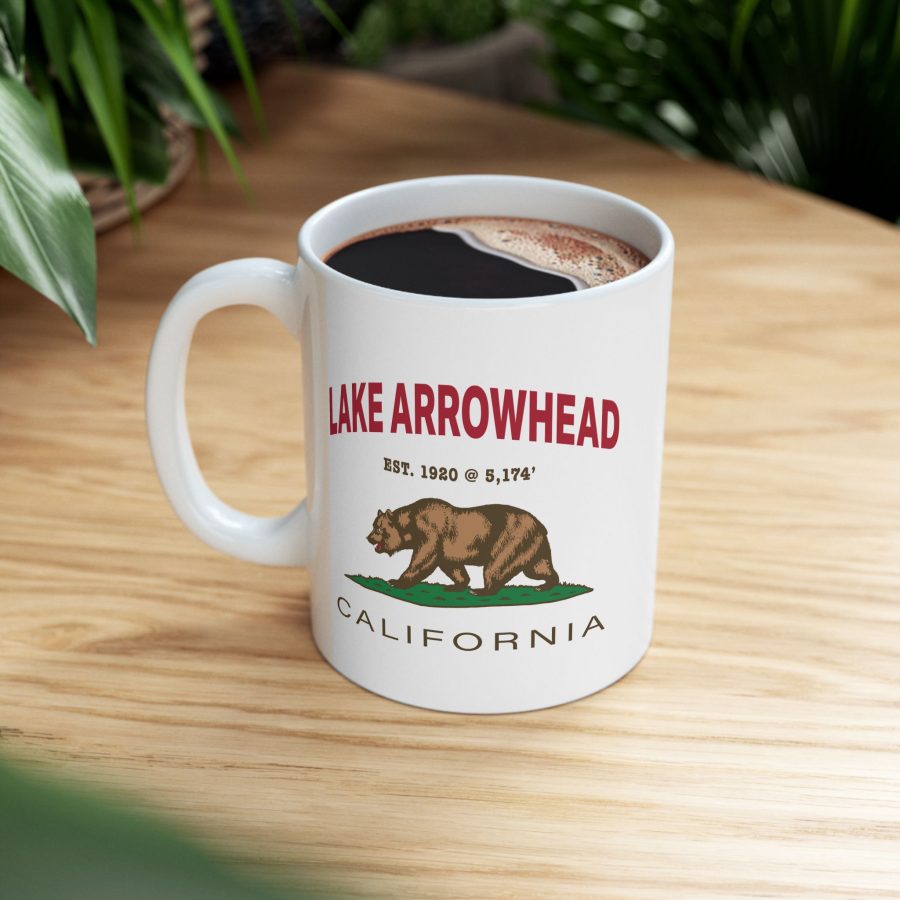 lake arrowhead coffee mug with our exclusive california bear artwork