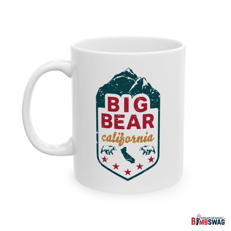 big bear coffee mug with our mountain, state, bears, and stars design