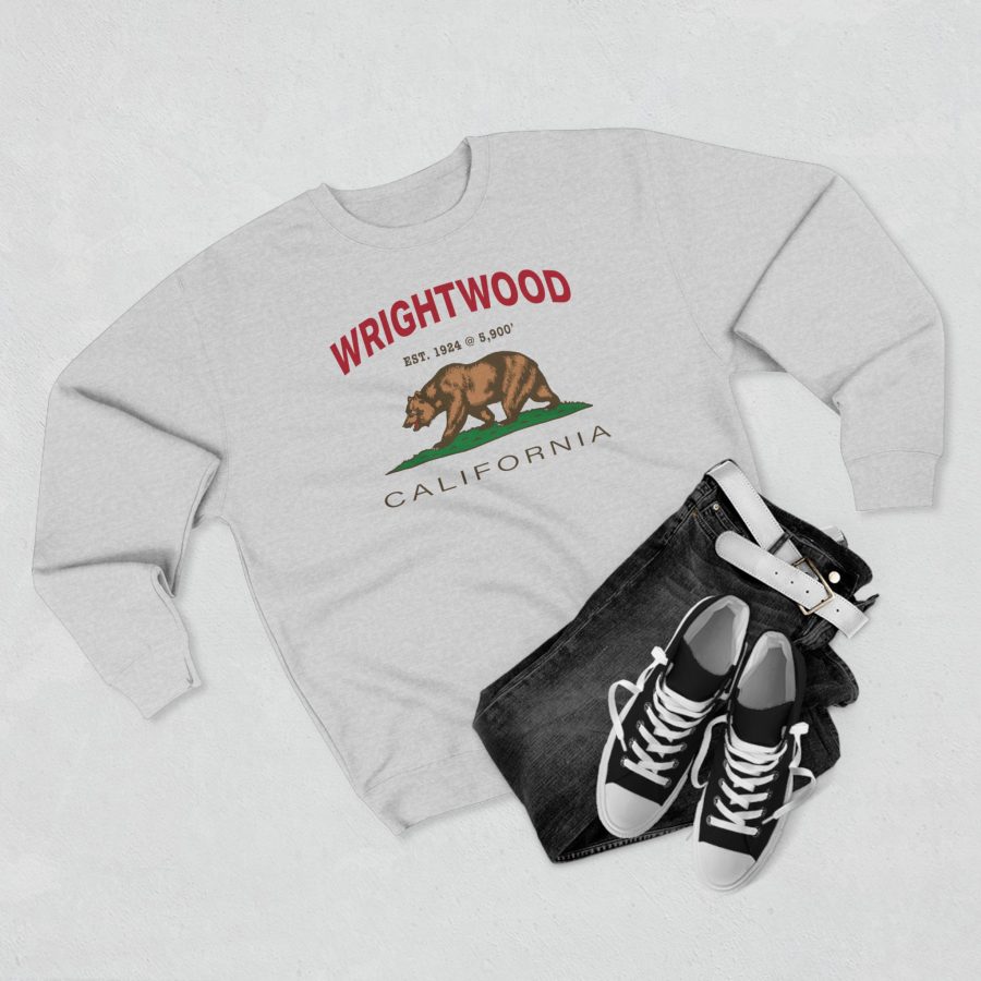 wrightwood, ca premium california bear crewneck sweatshirt with est. date + elevation