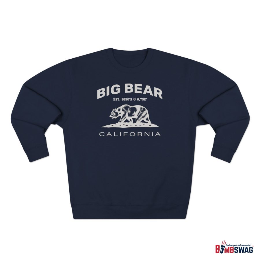 big bear, ca premium california bear crewneck sweatshirt with est. date + elevation