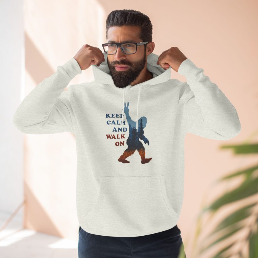 bigfoot keep calm and walk on premium hoodie