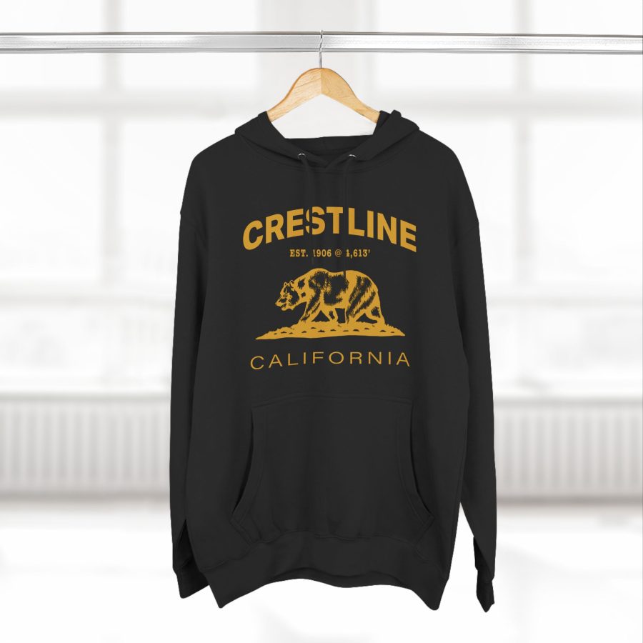 crestline, ca premium california bear hoodie with est. date and elevation