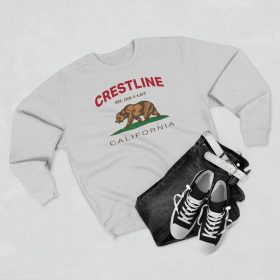 crestline, ca premium california bear crewneck sweatshirt with est. date + elevation