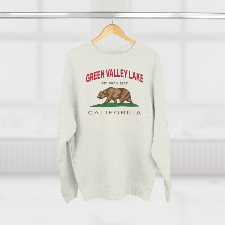 green valley lake premium california bear crewneck sweatshirt with est. date + elevation