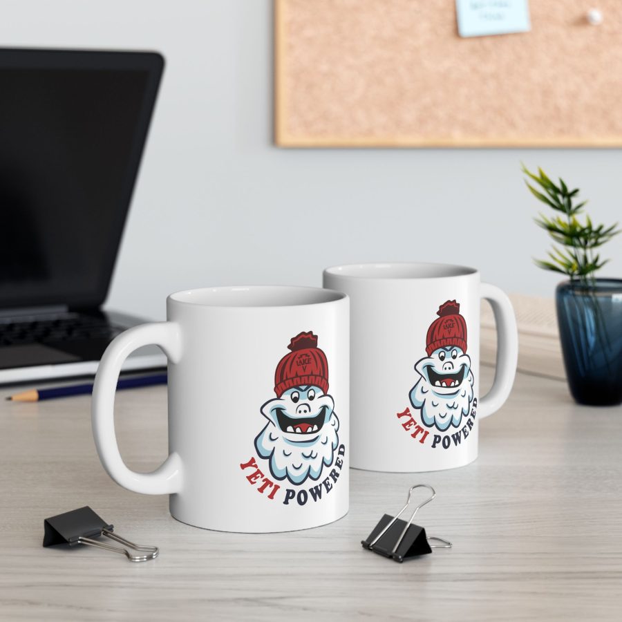 lake arrowhead coffee mug with our exclusive winter yeti powered artwork