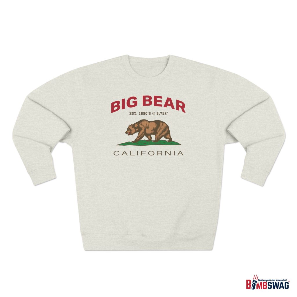 big bear, ca premium california bear crewneck sweatshirt with est. date + elevation